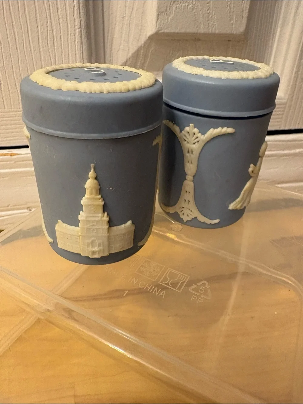 Blue Jasperware look and Style Salt & Pepper Shakers